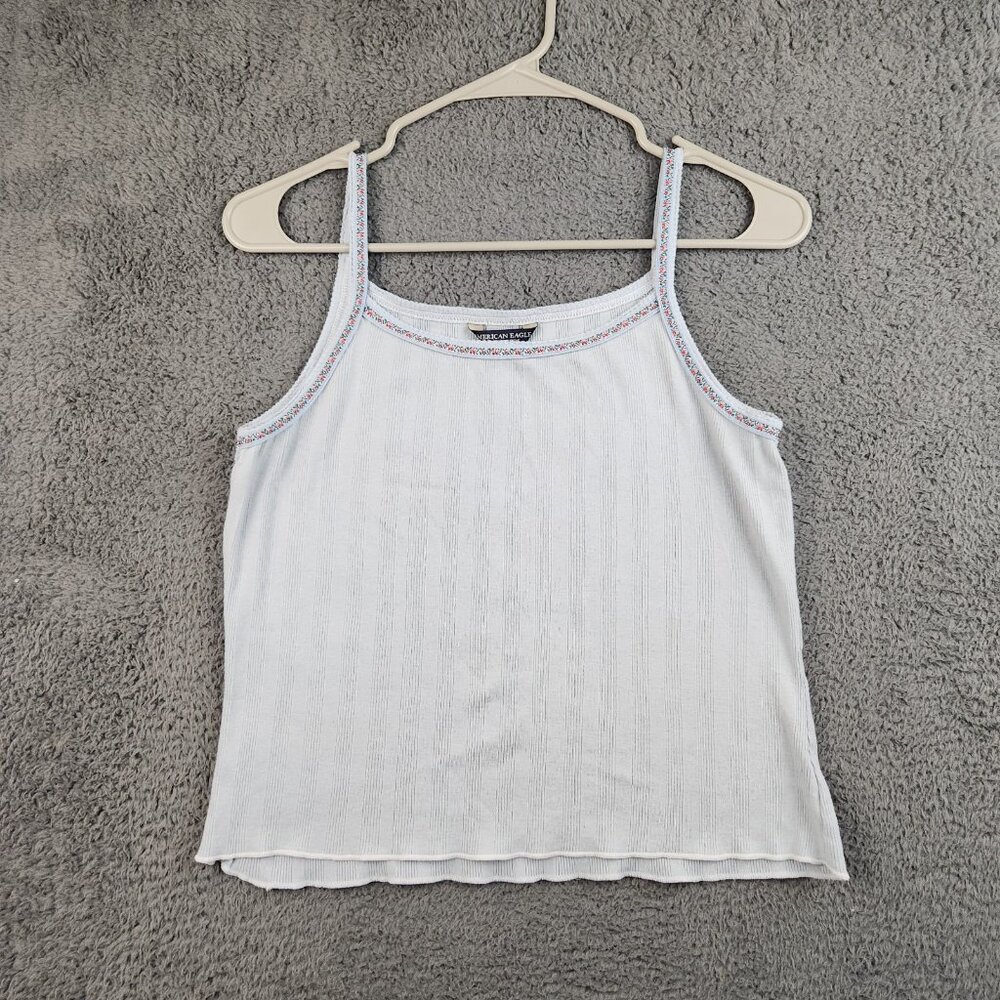 American Eagle AE Vintage Y2K Floral Lace Trim Tank Top Sz Medium Strappy Babyd
